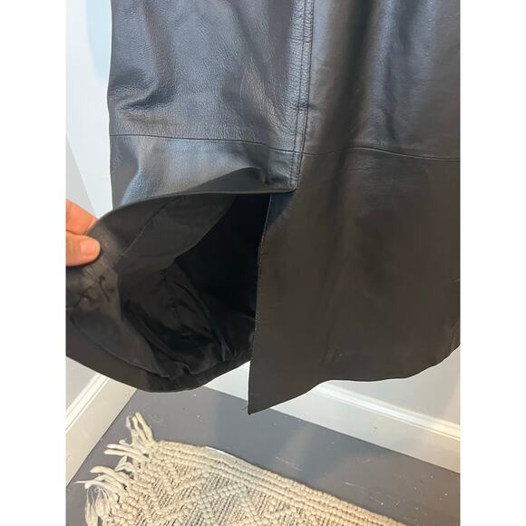 Vintage Tribeca Studio Leather Trench Coat Button Closure 90s Womans Size 1XWP - Picture 3 of 8